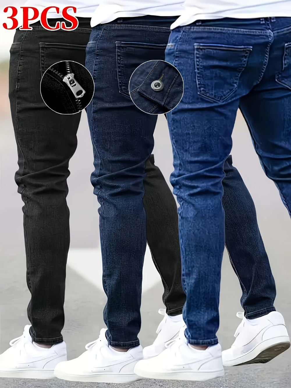 Men's Slim Fit Jeans - Classic Wash Clean Finish