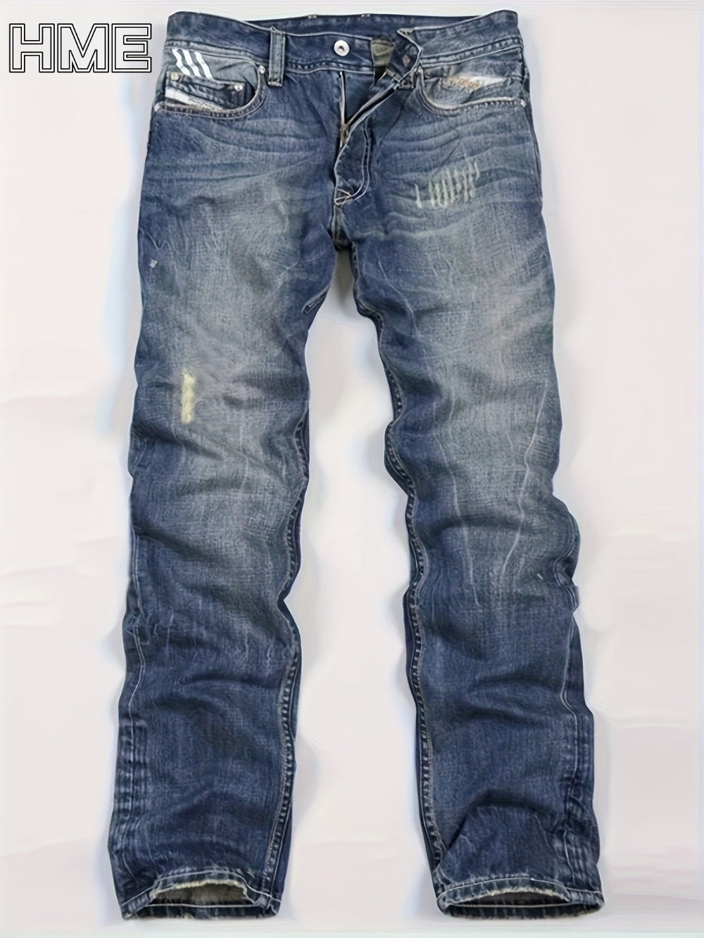 Men's Straight Leg Jeans - Classic Wash Clean Finish Streetwear 448485