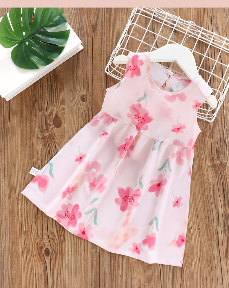 10pcs Set with Random Patterns - Children's Dresses, Summer Fashion, Girls' Beach Dresses, New Style Girls' Vest Dresses