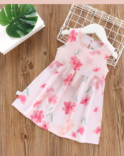 10pcs Set with Random Patterns - Children's Dresses, Summer Fashion, Girls' Beach Dresses, New Style Girls' Vest Dresses