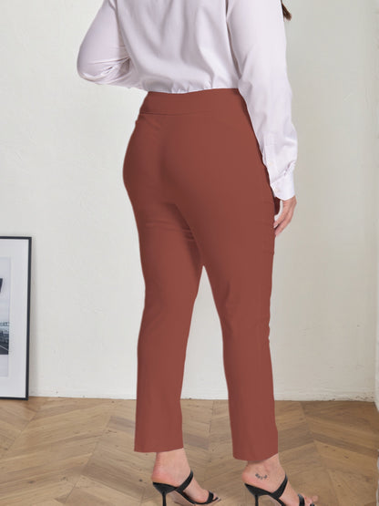 Plus Size - Plus Size - Women Pull on Pant with Silver During Super Stretch Soft Millennium Fabric to Work Ankle Pant