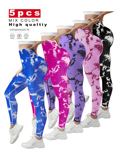 Women'S Tie Dye Yoga Pants High Waisted Scrunch Butt Workout Leggings Soft Stretchy Butt Lifting Tummy Control Yoga Leggings For Gym Running Fitness