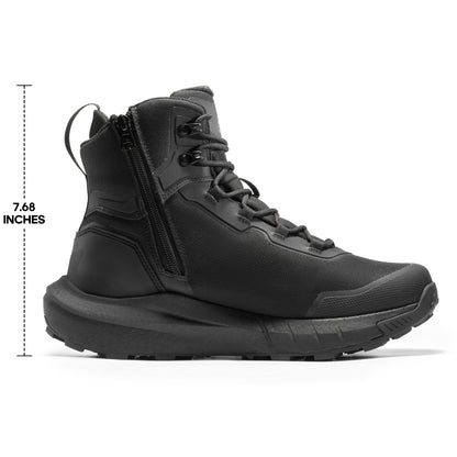 Men's Tactical Hiking Boot Lightweight Hunting Boots for Work All Day Side Zipper Motorcycle Combat Boot Arch Support 8 Inches