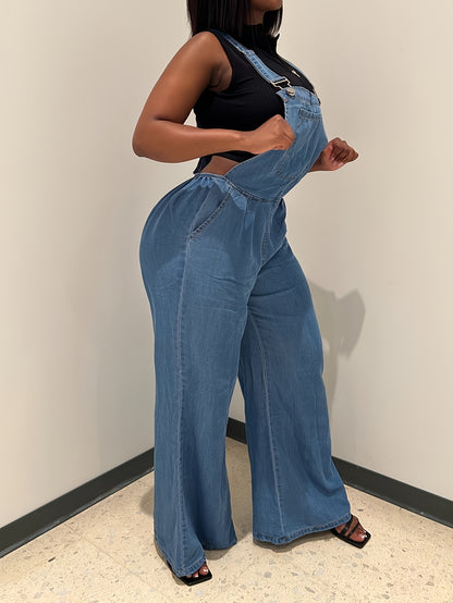 Cross-border European and N Fashion Trend Ladies Jeans Straps Wide Leg Pants