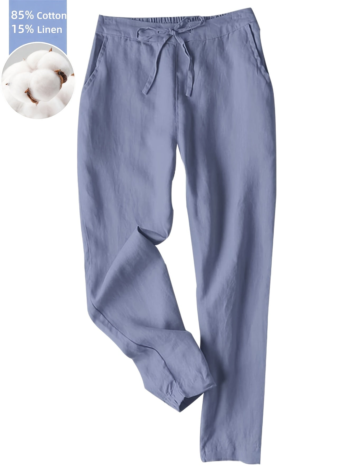 Women's Linen Pants - Summer High Waist Straight Leg Pants with Drawstring | Casual Beach Palazzo Pants | Boho Vacation Trousers for Travel