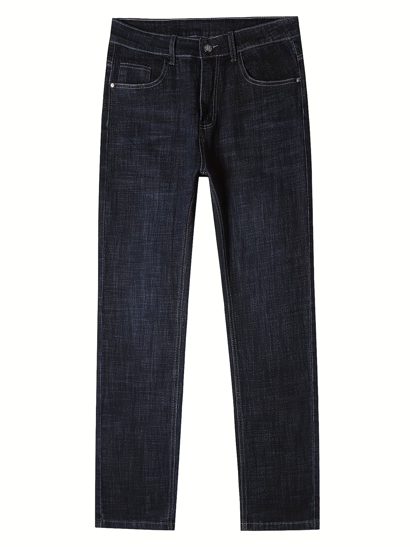 Four Seasons New High-Quality Men's Jeans High Elasticity China Style Business Straight-Leg Stretch Formal Long Pants No Belt