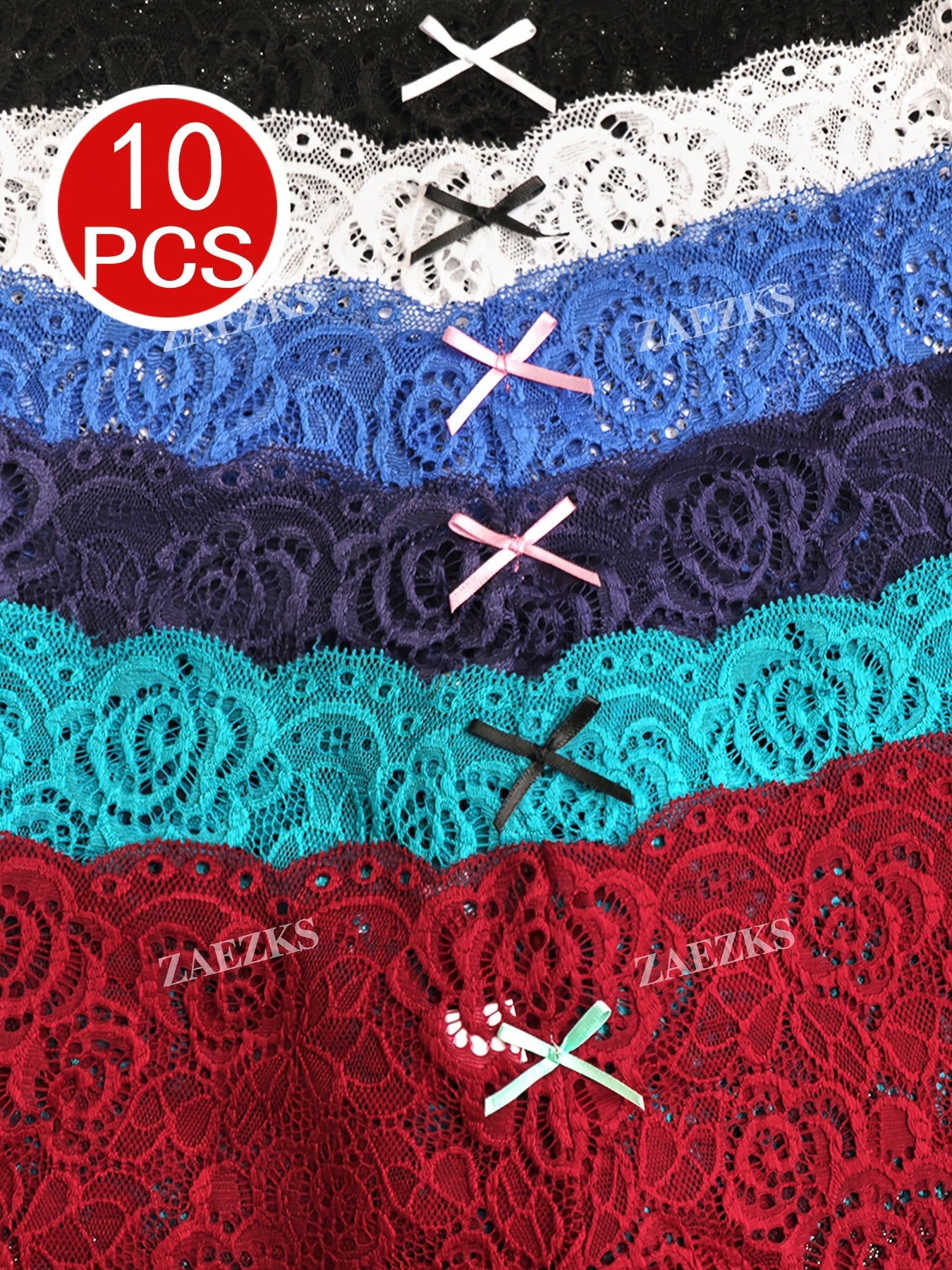 10pcs Of Women'S Underwear And Panties Combination Set Without Steel Rims, Comfortable Daily Exquisite Lace Bra Base, Beautiful Back, Seamless Suspender With Chest Cushion, Detachable Bra, Lace Underwear, Women'S Underwear And Panties