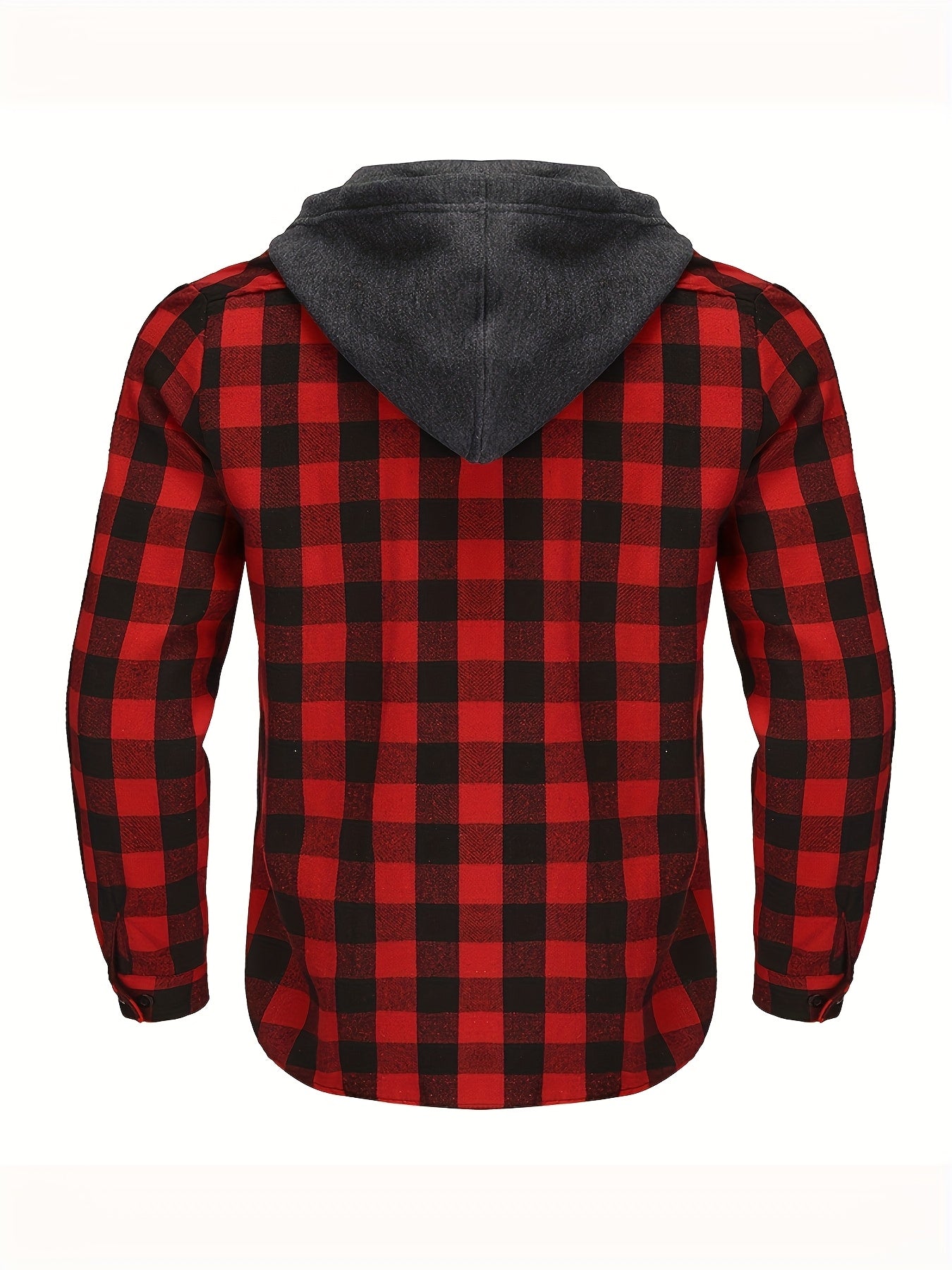 3pcs Set Men'S Hooded Plaid Long-Sleeve Shirt with Buttons, Suitable for Casual Home Wear in Spring And Autumn