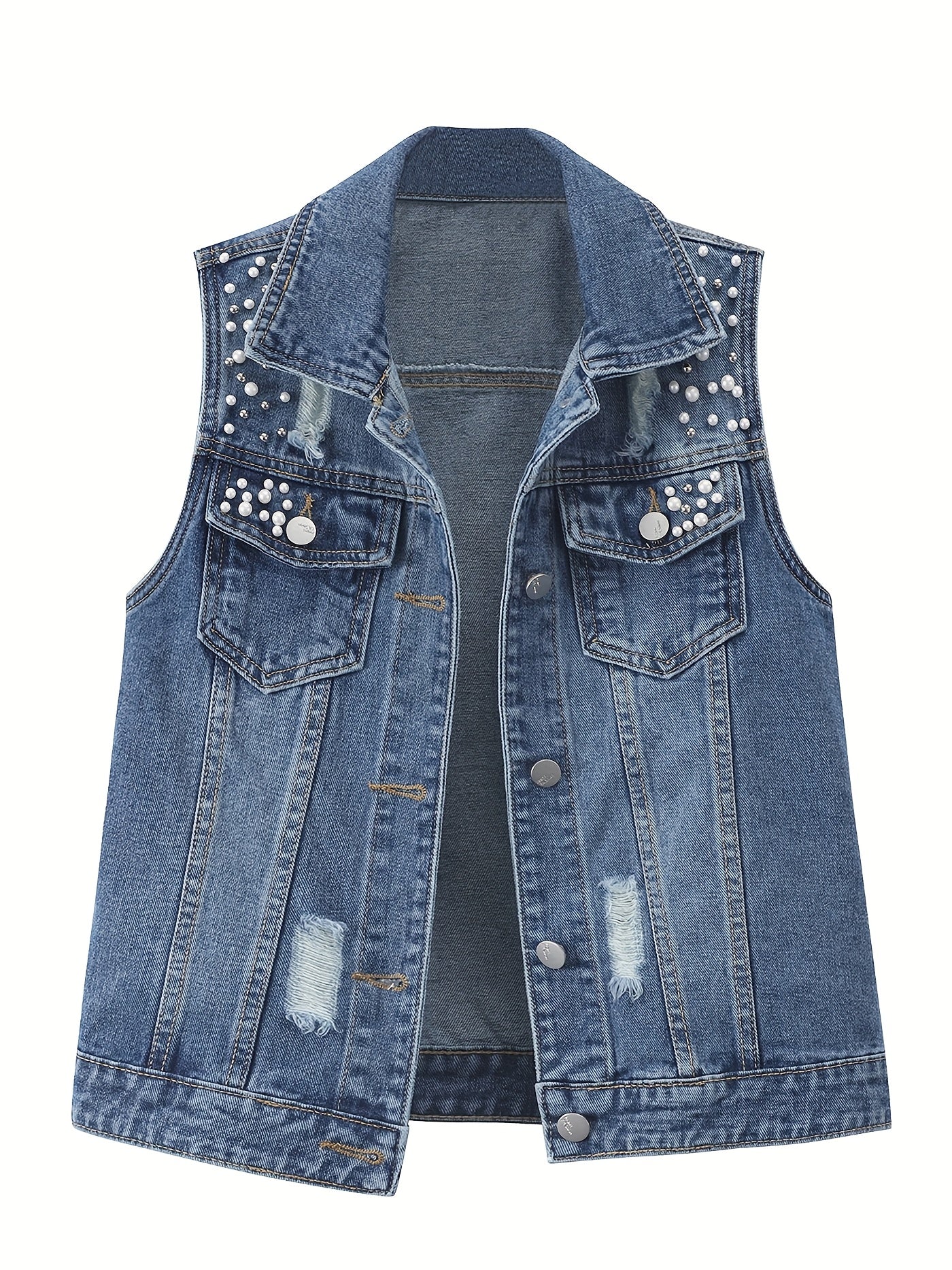Oversized Women'S Denim Vest, Casual Jacket for Spring And Autumn Seasons