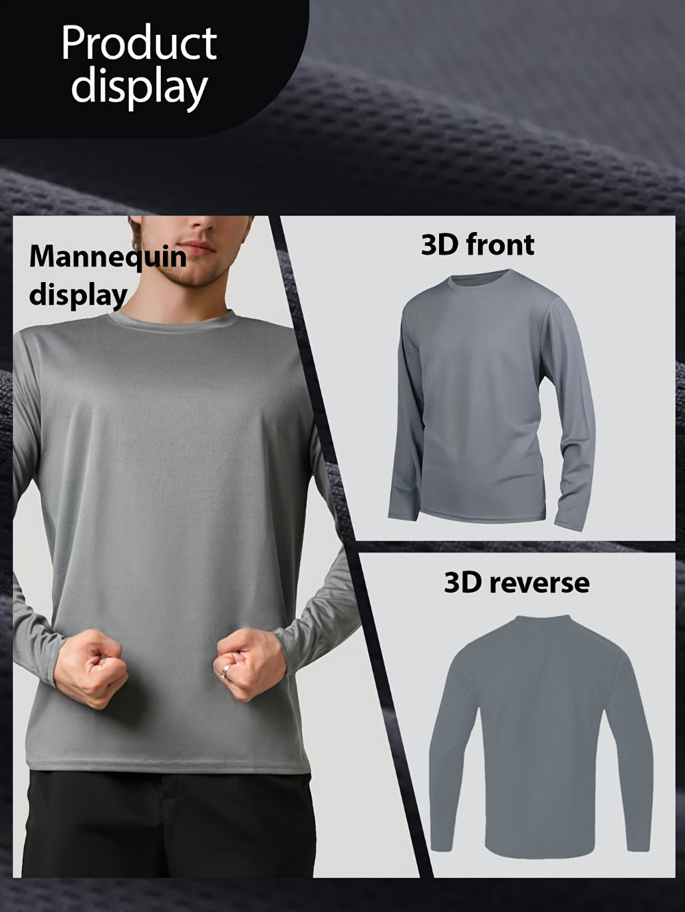 Men's 5-Pack Quick-Dry Long Sleeve Shirts - Breathable Mesh Fabric