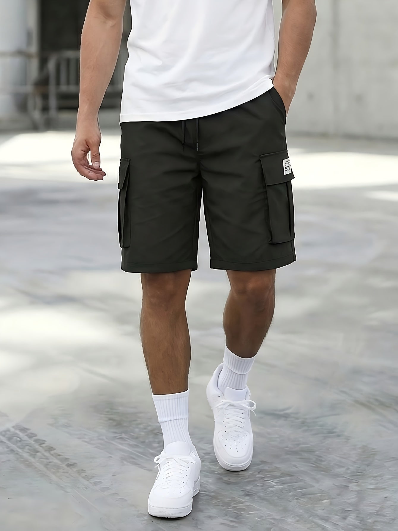 3-Pack Men'S Cargo Shorts, Solid Color Camouflage Series, Casual Athletic Shorts - Multi-Pocket Ripstop, Adjustable Waist (Black, Gray, Khaki) - Outdoor & Travel