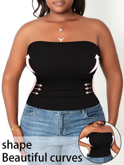 5pcs Set 2026 Spring-summer New Women's Large-size Waist-shaping Comfortable Breathable Bandeau, High-elasticity Slim Fit, Suitable for Office, Parties, And Casual Daily Wear.