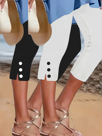 Women's Black+Light White Polyester Leggings - product view 4