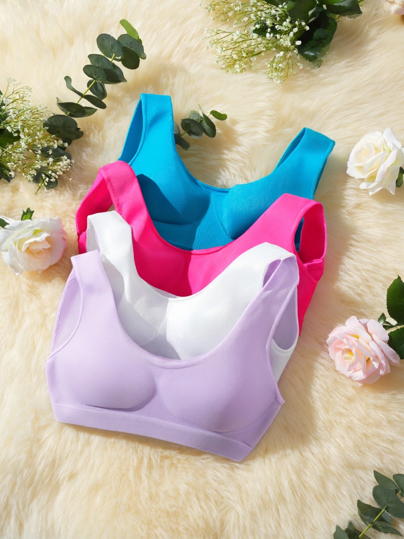 7 Solid Seamless Sports Bras, Comfortable And Breathable Bras, Women's Underwear And Vests