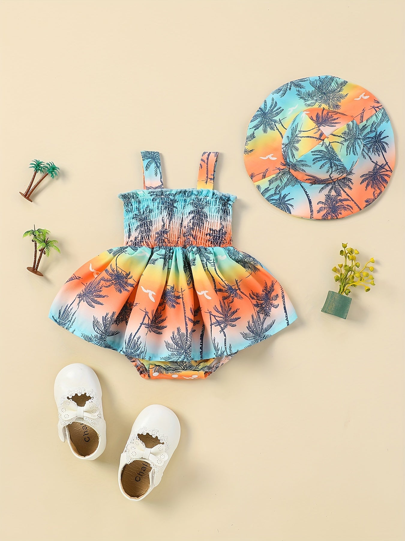 Minkidfashion Baby Girl Summer Fashionable And Comfortable Casual Dress And Hat, for Outdoor