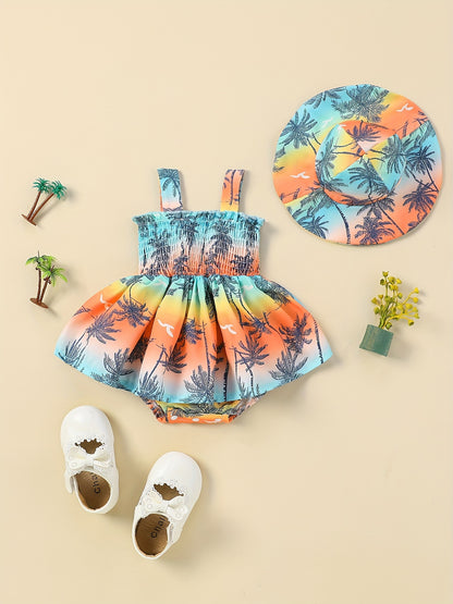 Minkidfashion Baby Girl Summer Fashionable And Comfortable Casual Dress And Hat, for Outdoor