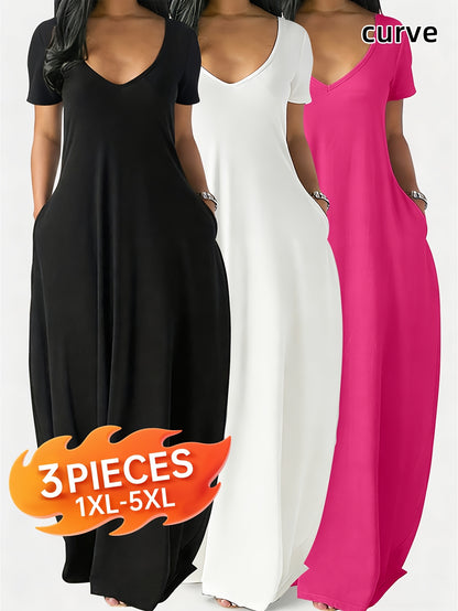 3pcs Suit, Ladies Plus-size 1pc Household Service Suit, Stylish And Comfortable 1pc Nightdress, Plus-size Nightdress Suitable for Spring And Summer, Long Skirt, Elegant Temperament, Suitable for Daily Home.