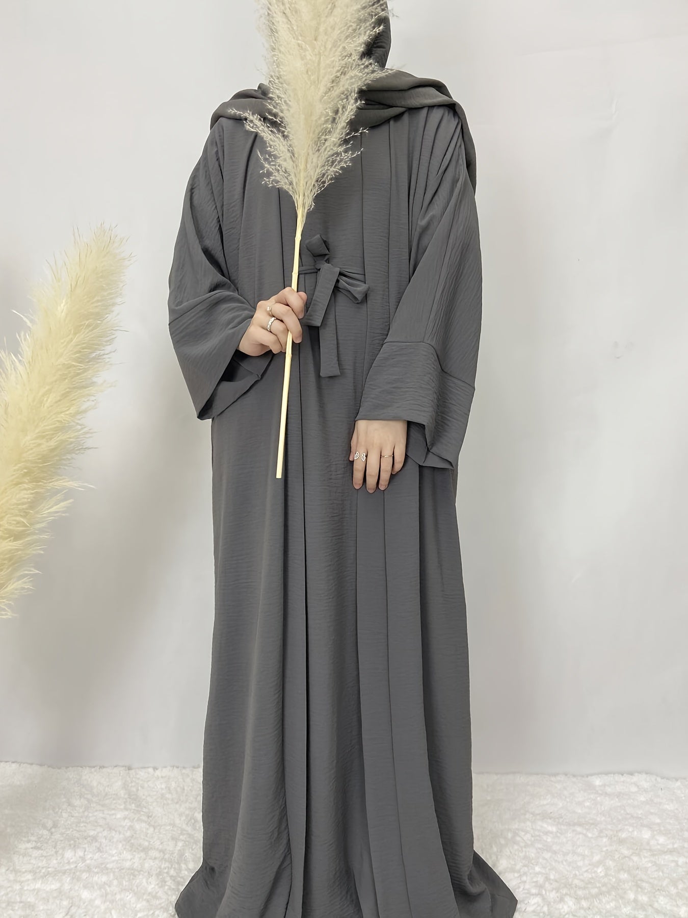 Muslim Lady 2pcs Abaya Set Eid Abaya Inner+open Abaya With Pocket