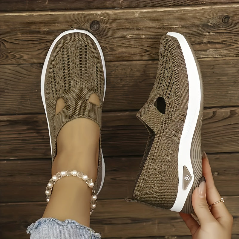 Women's Flats, Comfortable Elastic Woven Sneakers with Breathable Mesh for Casual Walking And Running, Lightweight Athletic Footwear, Women Shoes