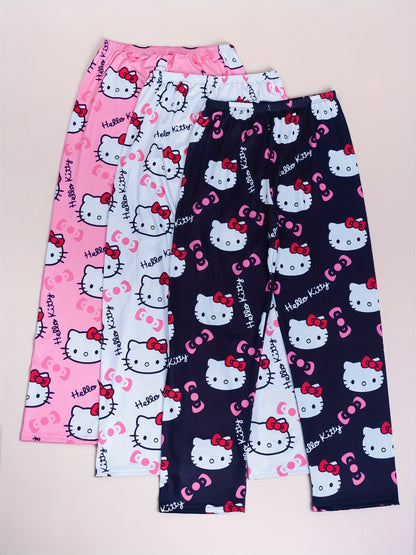 3pcs Hello Kitty Pajamas Pants Sanrio Anime Women's Pajama Pants Cartoon Couple Home Sleepwear Trousers Leisure Home Clothing
