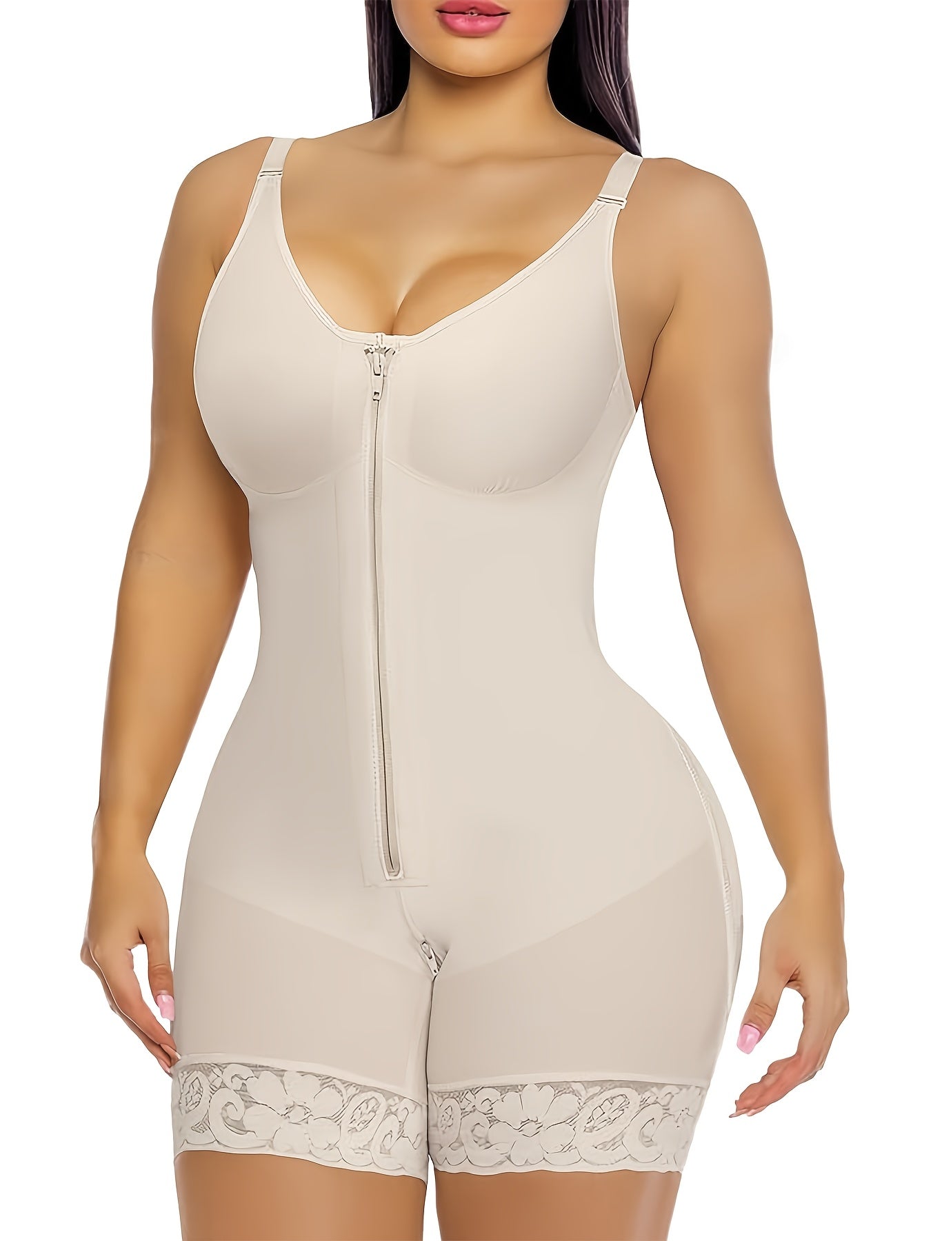 Women's Shapewear Tummy Control and Butt-Lifting Body Shaping Pants with Zippered Gusset and Detachable Shoulder Straps, the Top Choice for Summer Outfits, Waist and Abdomen Shaping Belt