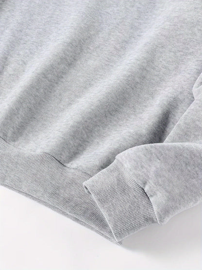 1pc Women'S Casual Crew Neck Sweater, Alphabet Print Long Sleeve Pullover for Autumn/ Winter, Knit Grey Sweatshirt