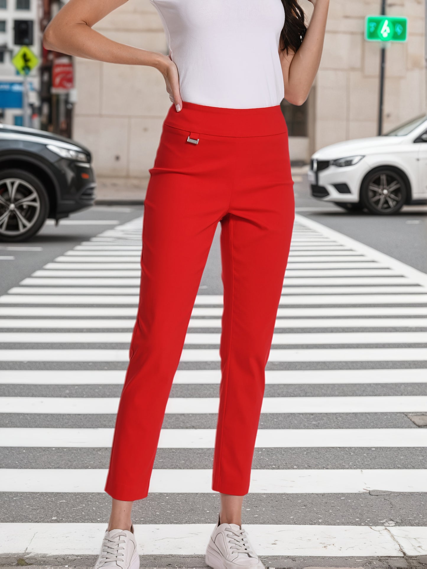 Pull On Solid Millennium Super Stretch Fabric Ankle Pant for Women with During