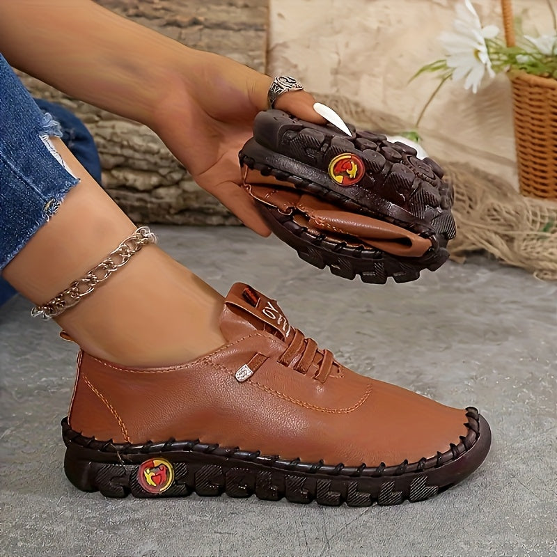 Ladies Handmade Breathable Oxford Shoes - Lightweight Lace-up Walking Shoes, Anti-slip Soles, Decorated with Tassels - Cas Low-top Design In Beige Brown, Suitable for Daily Wear All Year Round, High-quality Craftsmanship, Ladies Shoes, Women Shoes