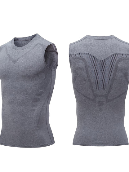 3pcs Men's Sports Compression Tank Tops, Basketball Athletic Sleeveless Shirts, American Style Training Vests, Moisture-Wicking Breathable Quick-Dry Base Layer for Sports & Outdoor Activities