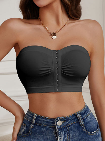 1pc EssElegance Strapless Seamless Push-up Bandeau Tube Bra - Wire-Free Non-Slip Design, High-Stretch & Breathable for Backless Dresses, Daily Comfort