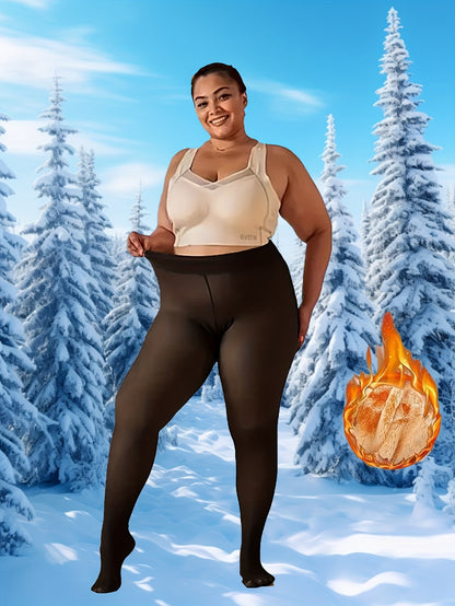 1pc Fleece Lined Leggings, Women'S Winter Warm Tights, Soft Stretch, Comfortable, Fashionable, High-Waist Design, Can Be Paired with Short Skirts, Boots, Etc., The Perfect Holiday Gift!