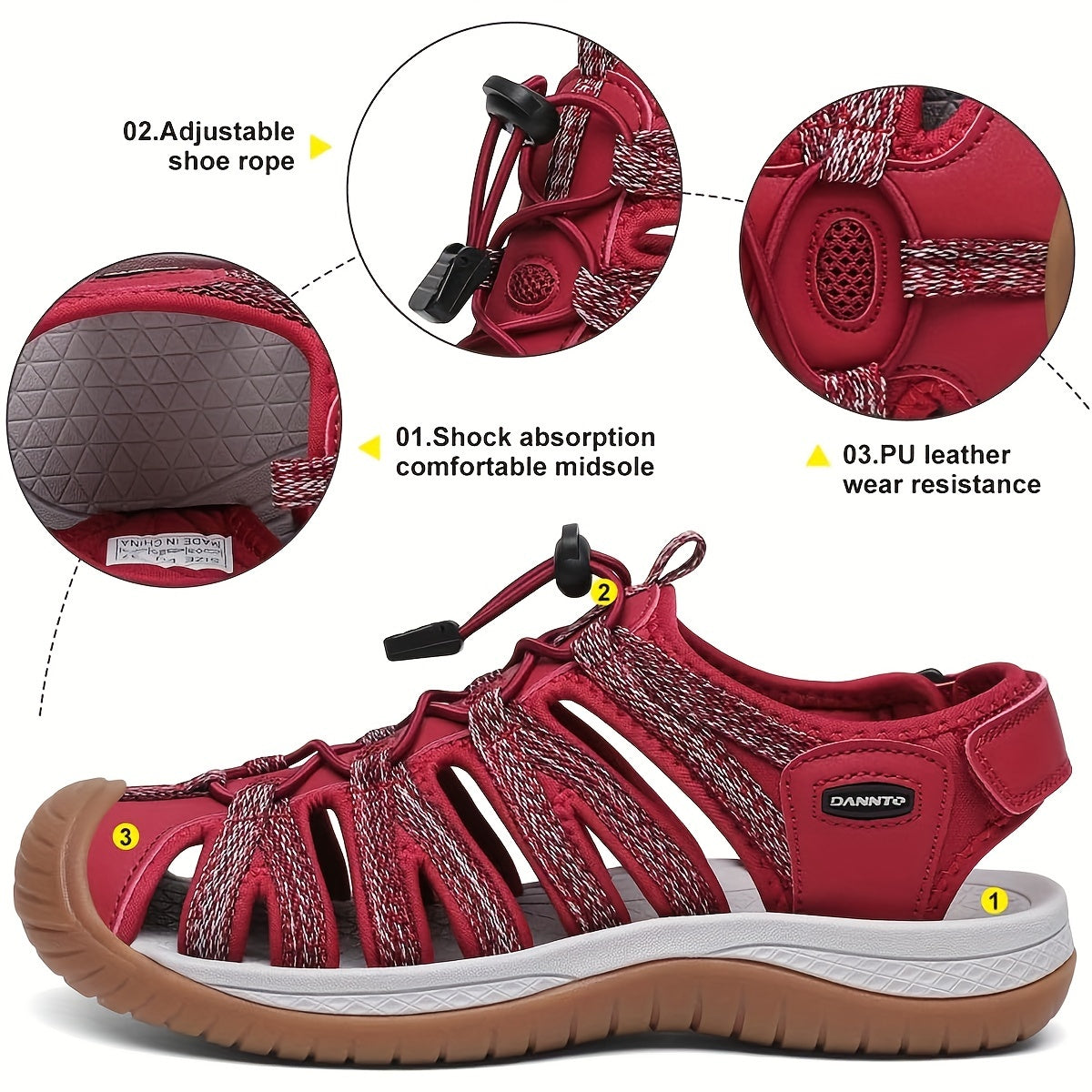 Women's Closed Toe Hiking Sandals Walking Water Sandal Comfort Athletic Sport Outdoor Sandals Casual Sports Sandals