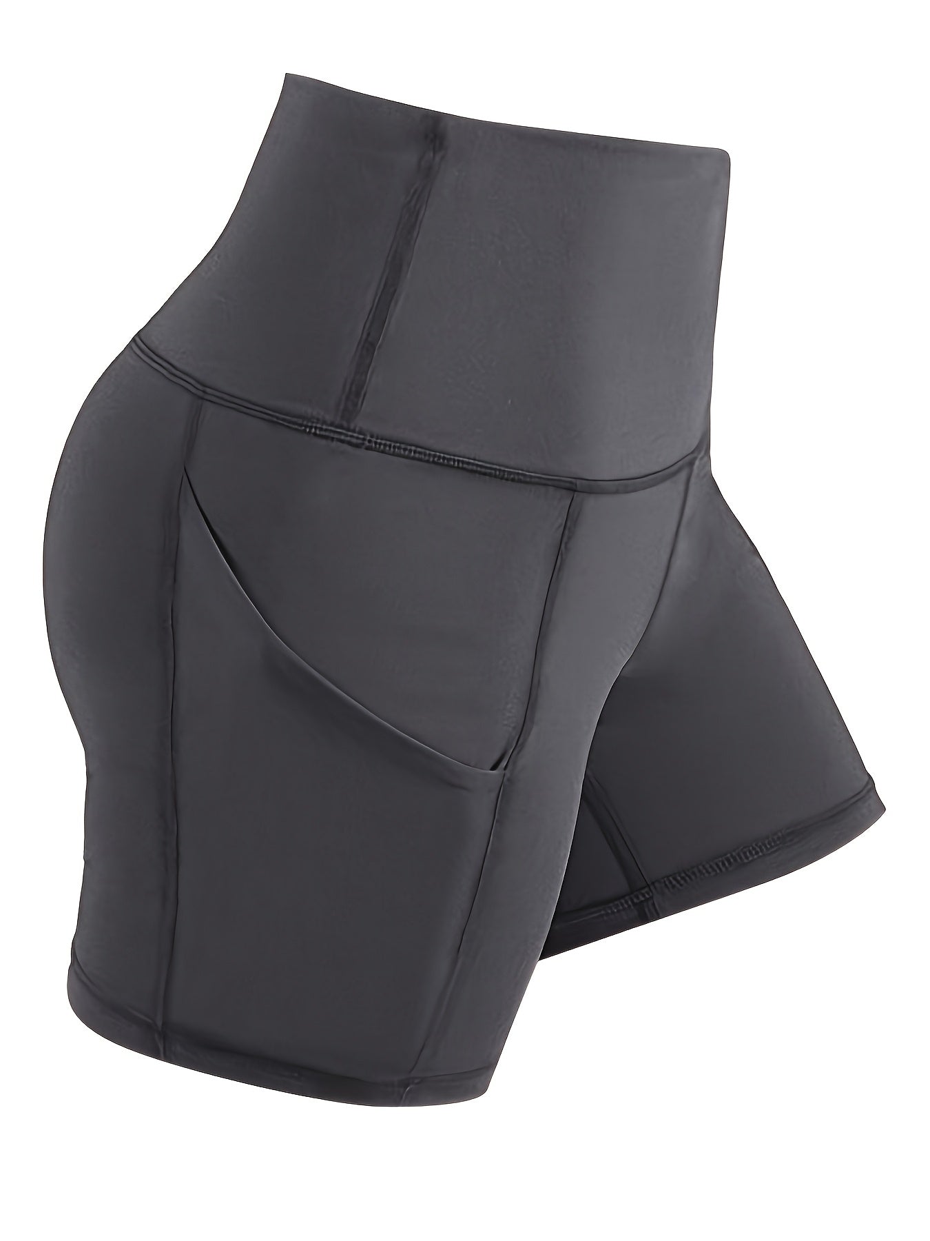 Set of 3 High-Waisted Sports Shorts for Women, Ideal for Yoga, Fitness, And Running, Featuring Pockets