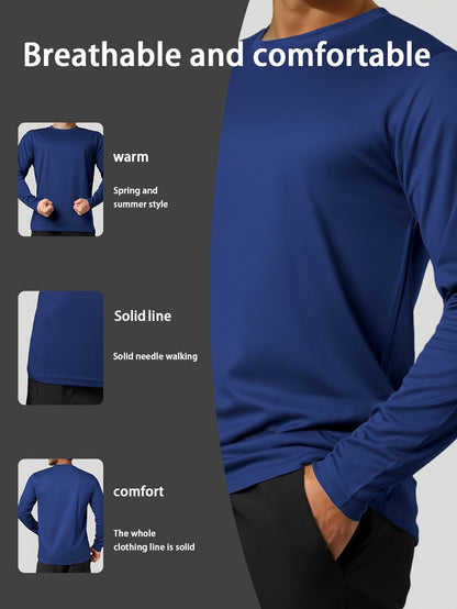 Men's 5-Pack Quick-Dry Long Sleeve Shirts - Breathable Mesh Fabric