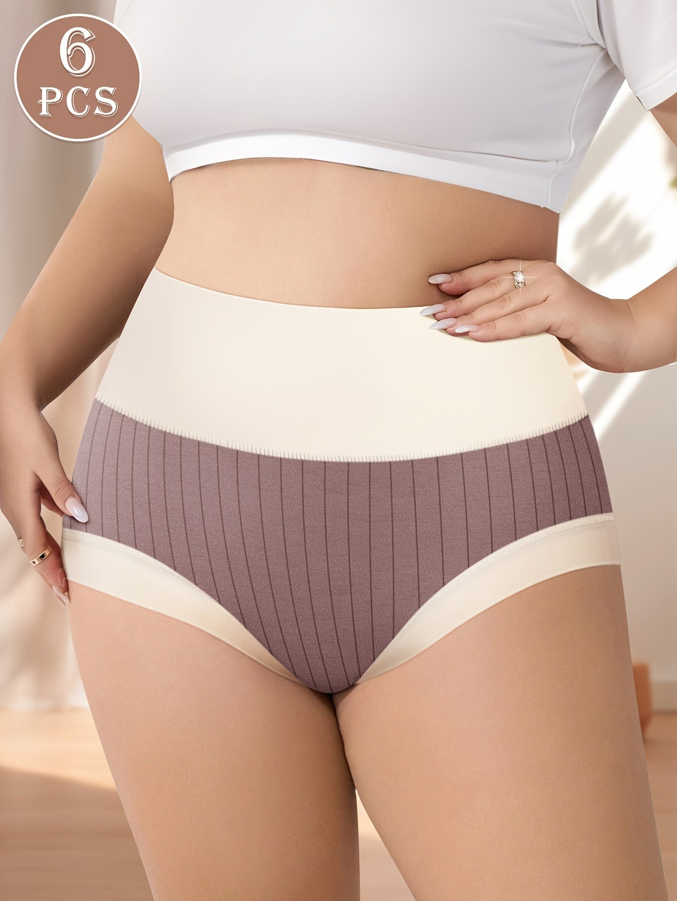 Women's Mixed colors High-Waist Striped Underwear - product view 2