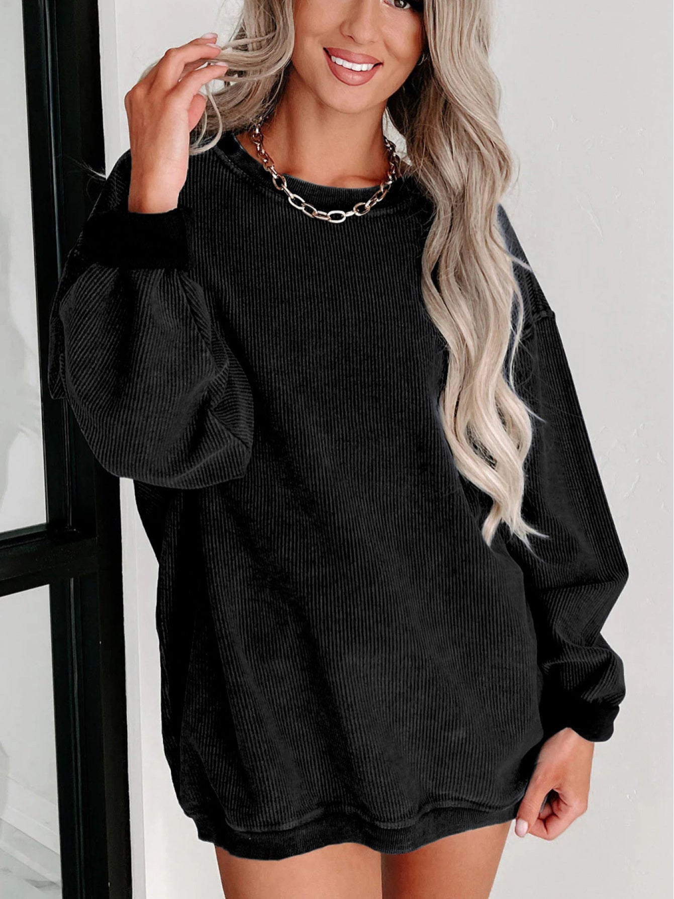 Women's Pink Lace Long-Sleeve Sweatshirt - product view 13