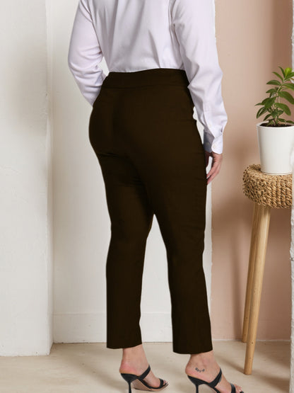 Plus Size - Plus Size - Women Pull on Pant with Silver During Super Stretch Soft Millennium Fabric to Work Ankle Pant