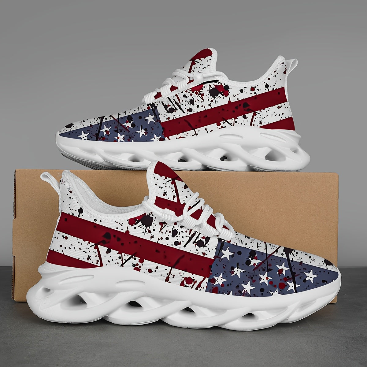 Men'S Casual Sports Shoes, Featuring a US Flag Print Design, Are Trendy And Stylish, Lightweight, And Comfortable. They Are Perfect for Outdoor Street Sports As Well As Daily Wear