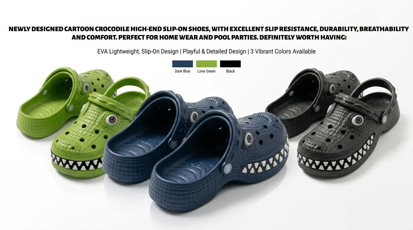 2026 New Design Funny Crocodile Big-Tooth Flip Flops - Suitable for Both Men And Women. Thick-Soled, Elevated Ankle Holes. Perfect for Parties. Fun Flip Flops for Couples. Outdoor And Indoor Use. Ideal Birthday Or Holiday Gift