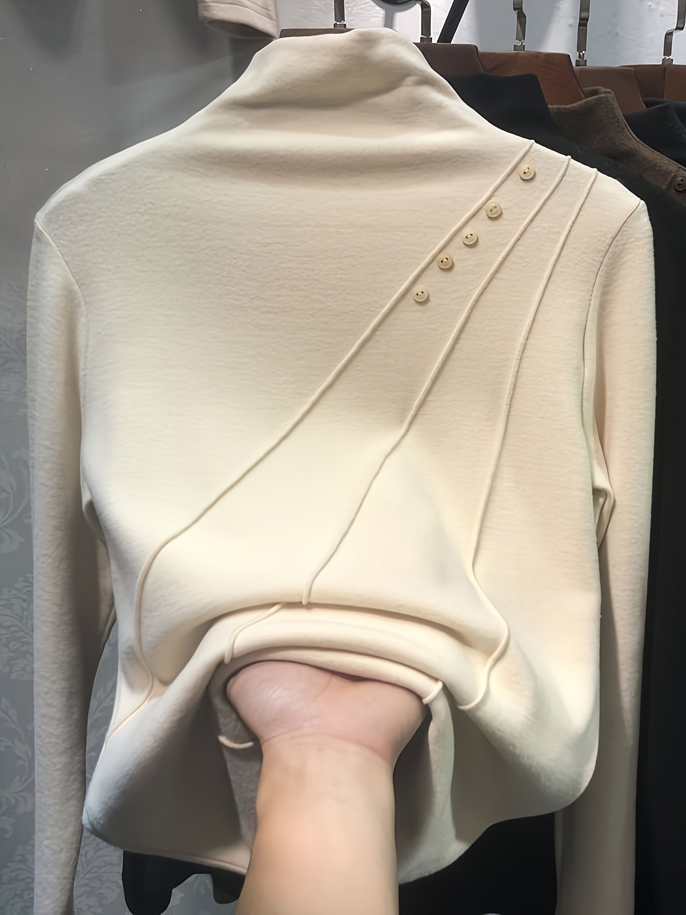 2024 Autumn/Winter New Half High Collar Double Sided Velvet Bottom Shirt for Women, Tailored And Versatile, Fashionable And Stylish Mid Neck T-shirt, Warm Top
