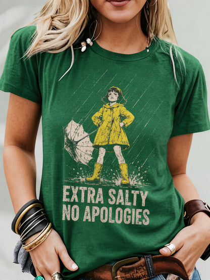 [Casual Summer Tee] Salty But Sweet Attitude Graphic Casual T-Shirt for Women, Comfy Short Sleeve Tee, Homewear Loungewear, Fashion Graphic Top for Summer Outfits And Gifts