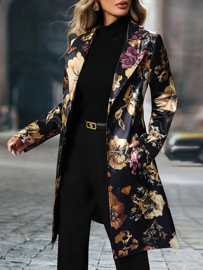 Long-sleeved Floral Pattern Single-breasted Suit Jacket