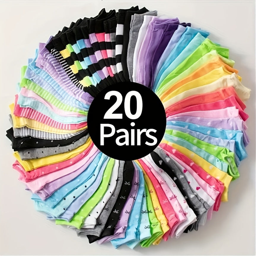 Women's 20 Pairs Of Randomly Mixed Colors Polyester Shoes - product view 2