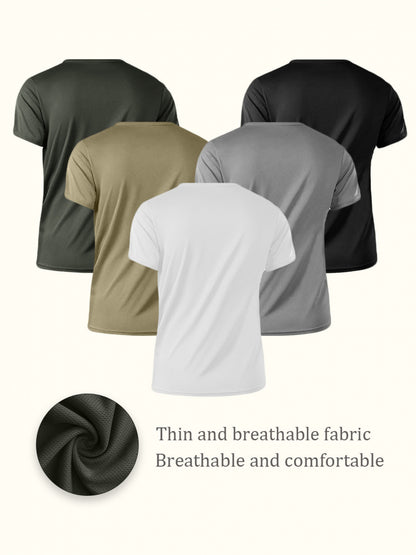 5-Pc Men'S Casual Comfortable T-Shirts, Breathable, Moisture-Wicking Crew Neck Short-Sleeve Tops, Stylish Short-Sleeve Tops, All-Season Clothing, Suitable for Running, Casual Wear, Layering, Thanksgiving T-Shirts, Thanksgiving Gifts