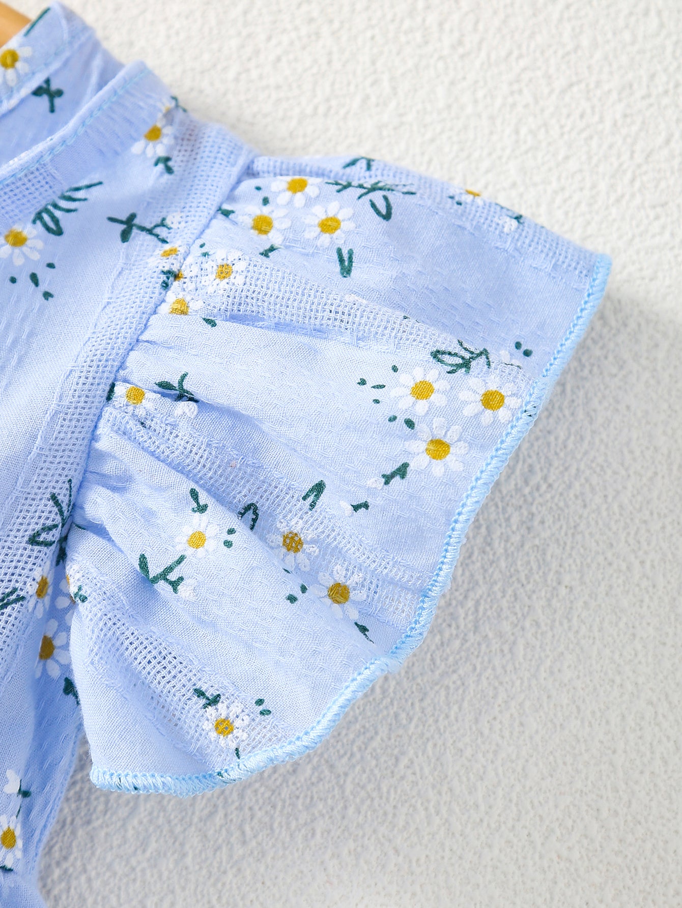 3pcs Casual Baby Girl Blue Dress Set, Small Floral Print and Ruffled Hem Design, with Cute Bag Bow Decoration and Sun Hat, Spring/Summer Princess Drdoor Wedding Occasion, Sister and Little Sister Dresses, Gift