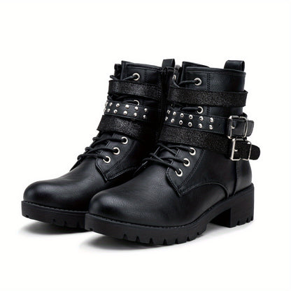 Womens' Combat Lace up Ankle Boots Motorcycle Booties, Women Shoes