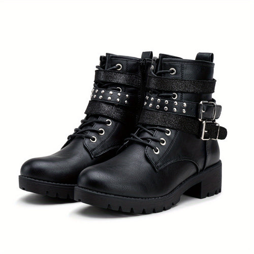 Womens' Combat Lace up Ankle Boots Motorcycle Booties, Women Shoes