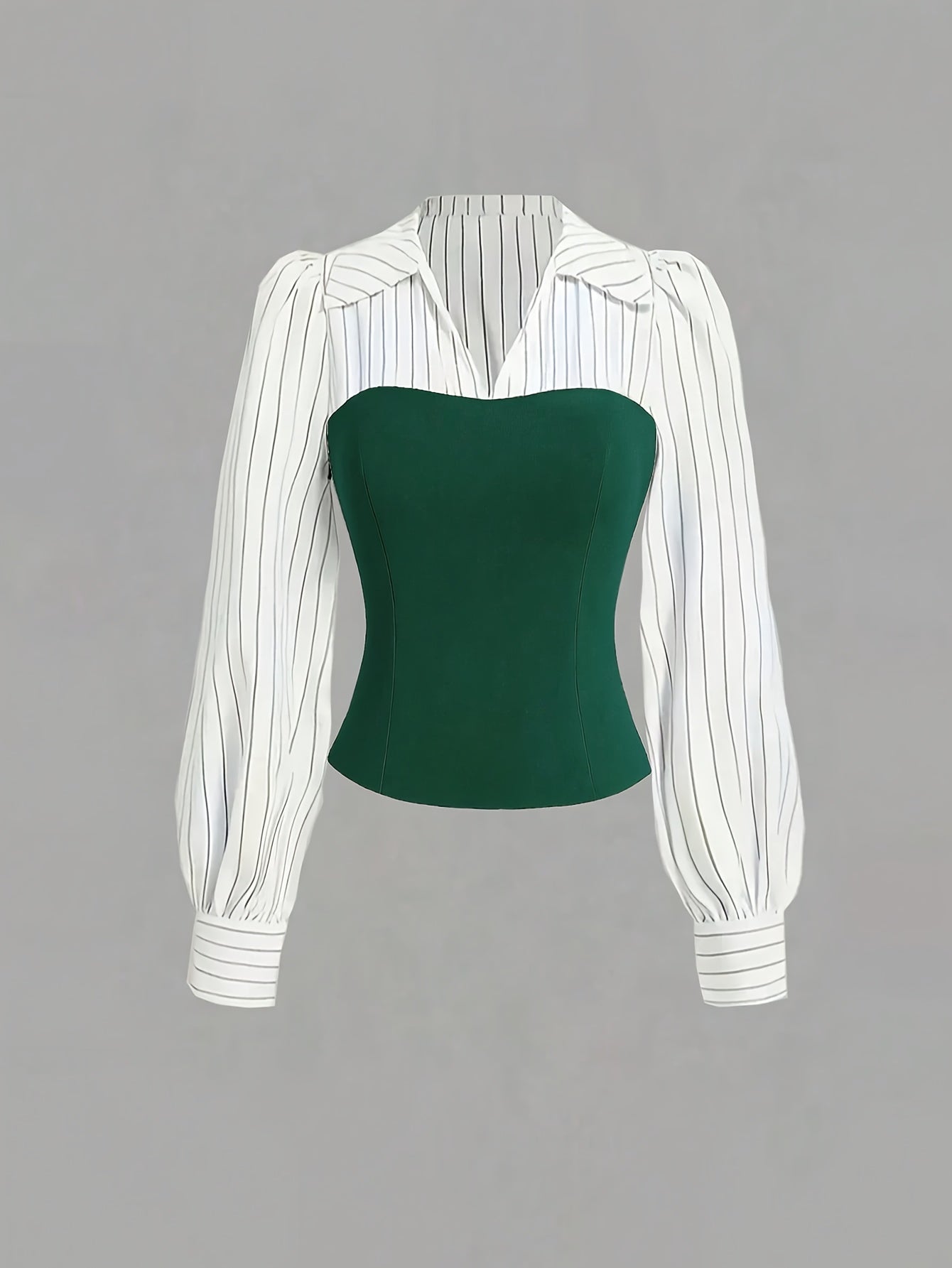 2pcss Women'S Thin Striped Patchwork Elegant Casual 2pcs Set, Long Sleeve Top And Pants