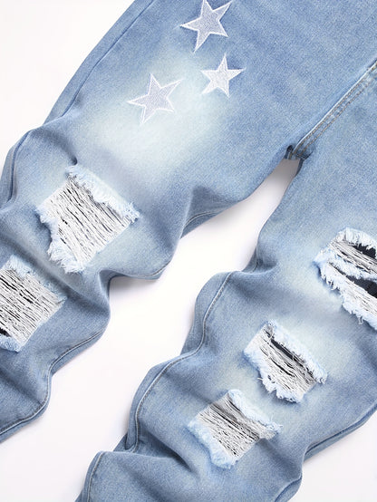 Slim Fit Men'S Jeans with Embroidery And Ripped Details