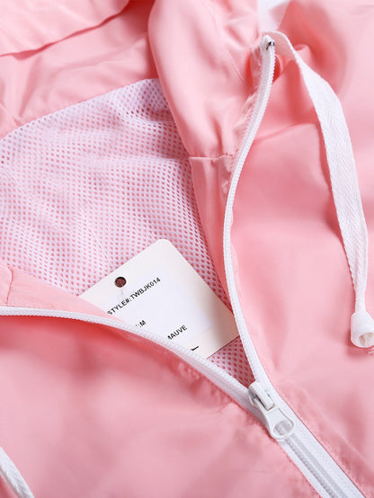 Women's 80s 90s Tracksuit 2 Piece Long Sleeve Outfits Retro Windbreaker Sport Set, Pink Yellow & White Patchwork Zip Elastic Waist Sportswear for Active Lifestyle